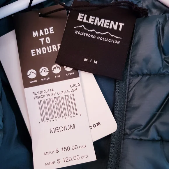 Element Wolfeboro Track Ultralight Puffer Jacket Winter Waterproof Coat Green XL - Picture 12 of 16